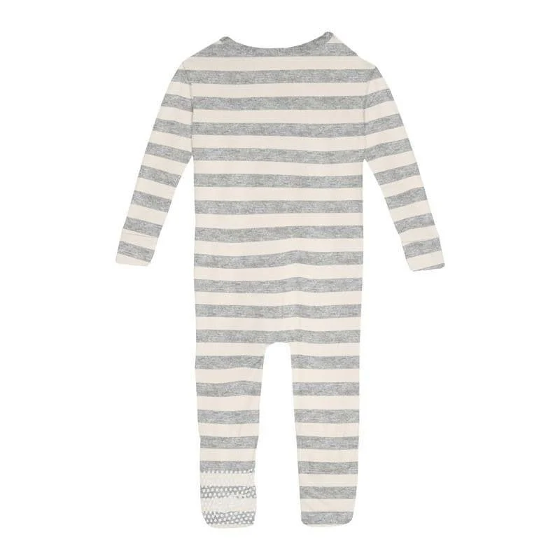 Print Bamboo Convertible Sleeper with Zipper - Heathered Mist Sweet Stripe - Image 2