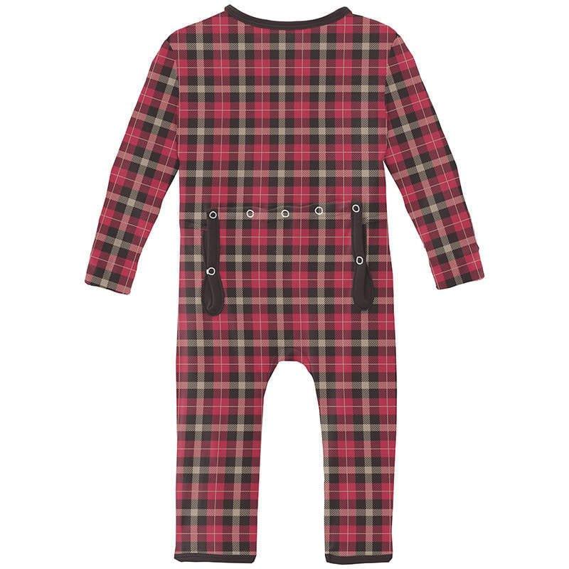 Print Bamboo Coverall with 2-Way Zipper - 90's Plaid - Image 2