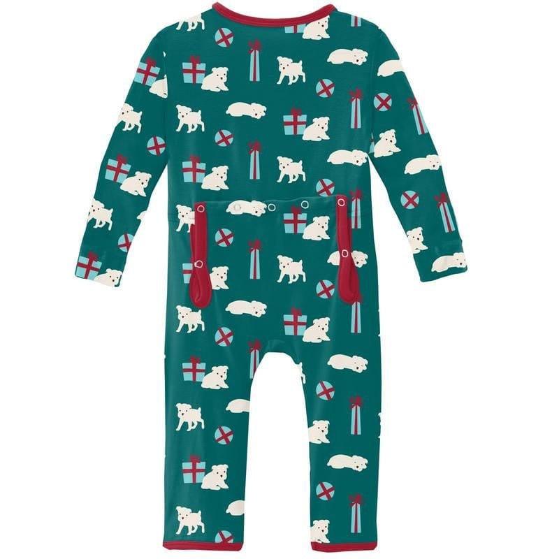 Print Bamboo Coverall with Zipper - Cedar Puppies and Presents (WCA22) - Image 2