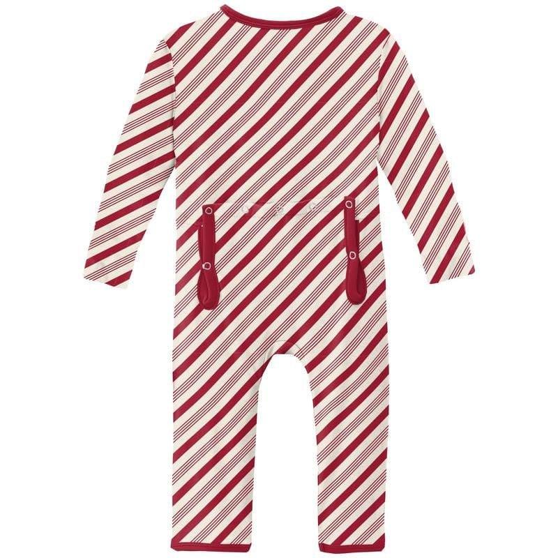 Print Bamboo Coverall with Zipper - Crimson Candy Cane Stripe (WCA22) - Image 2