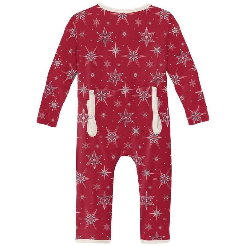 Print Bamboo Coverall with Zipper - Crimson Snowflakes (WCA22) - Image 2