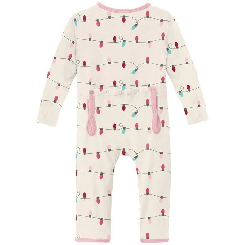 Print Bamboo Coverall with Zipper - Natural Holiday Lights (WCA22) - Image 2