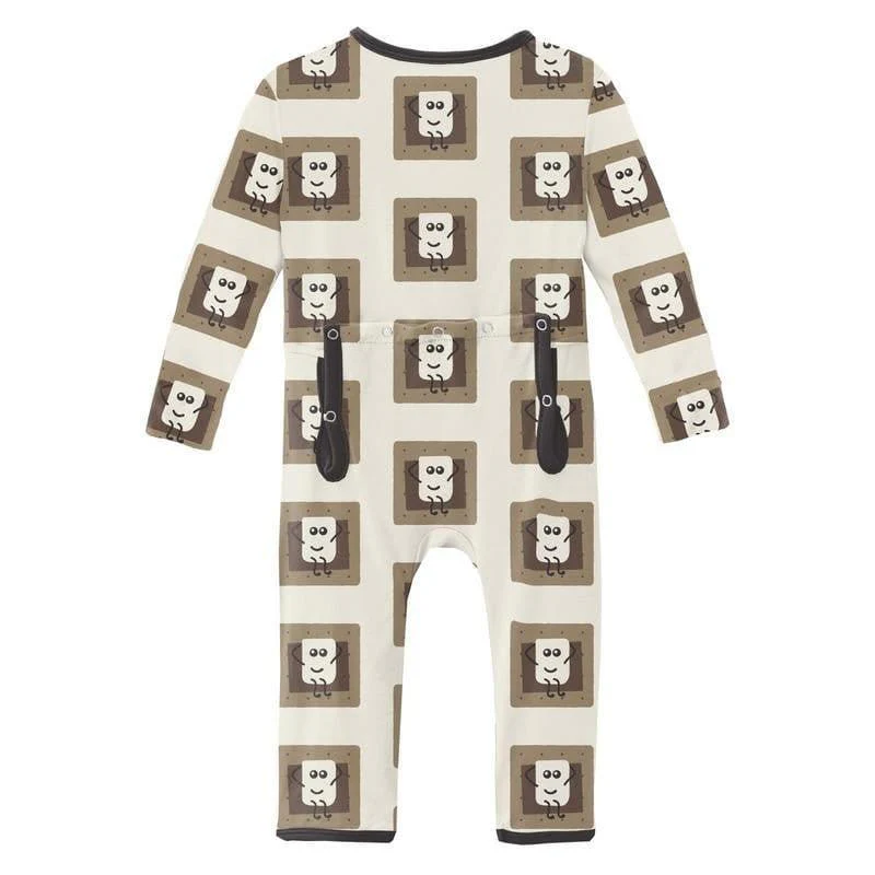 Print Bamboo Coverall with Zipper - Natural S'mores - Image 2