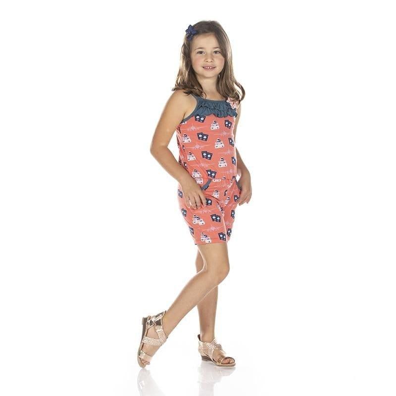 Print Bamboo Flower Romper with Pockets - English Rose Travel Guide - Image 2