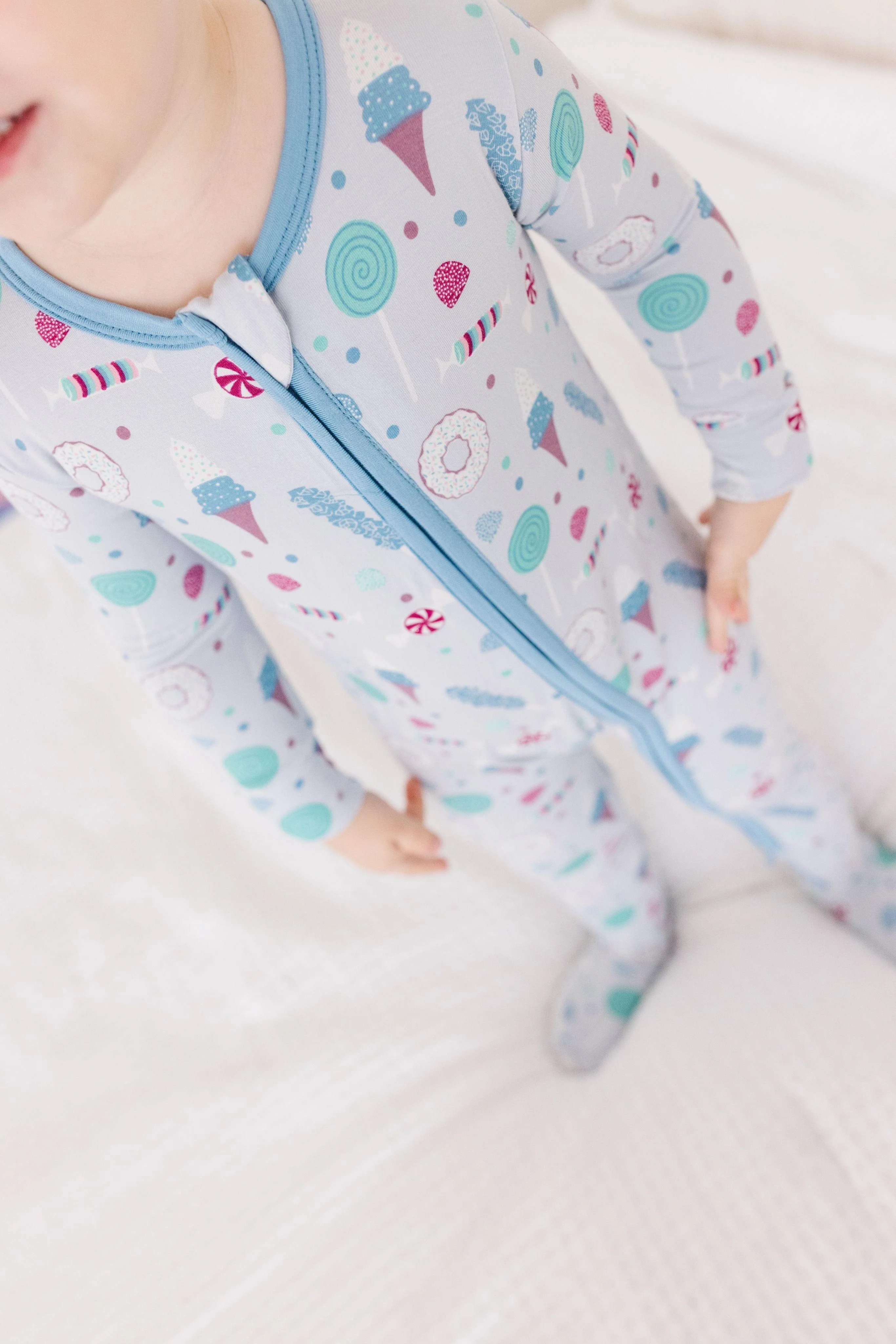 Print Bamboo Footie with 2-Way Zipper - Dew Candy Dreams - Image 2