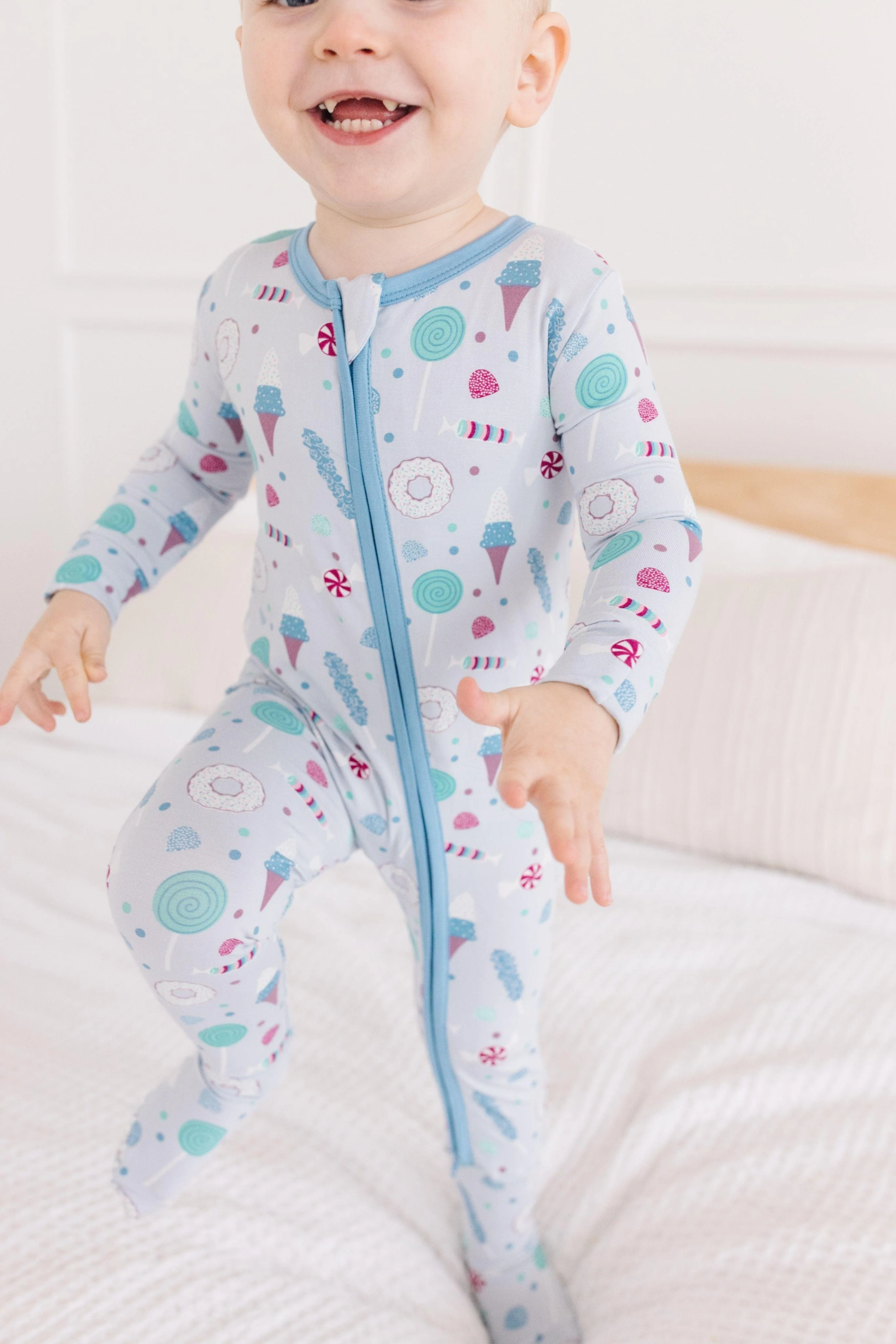 Print Bamboo Footie with 2-Way Zipper - Dew Candy Dreams - Image 3