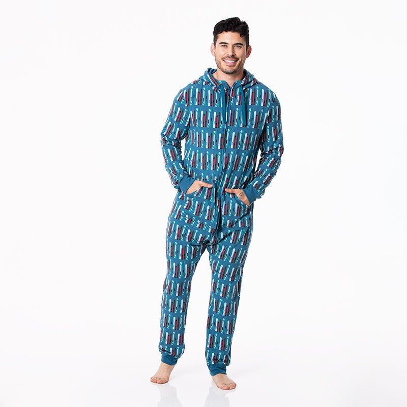 Bamboo Adult Fleece Jumpsuit with Hood - Twilight Skis