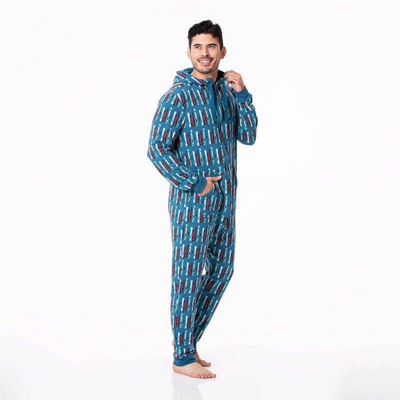 Bamboo Adult Fleece Jumpsuit with Hood - Twilight Skis - Image 6
