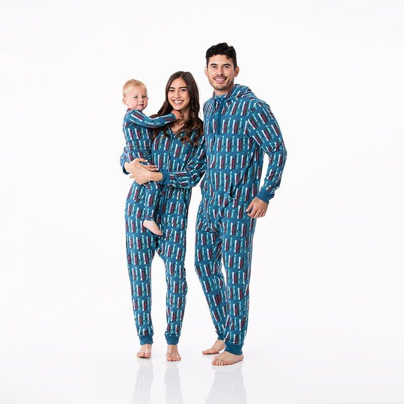 Bamboo Adult Fleece Jumpsuit with Hood - Twilight Skis - Image 7
