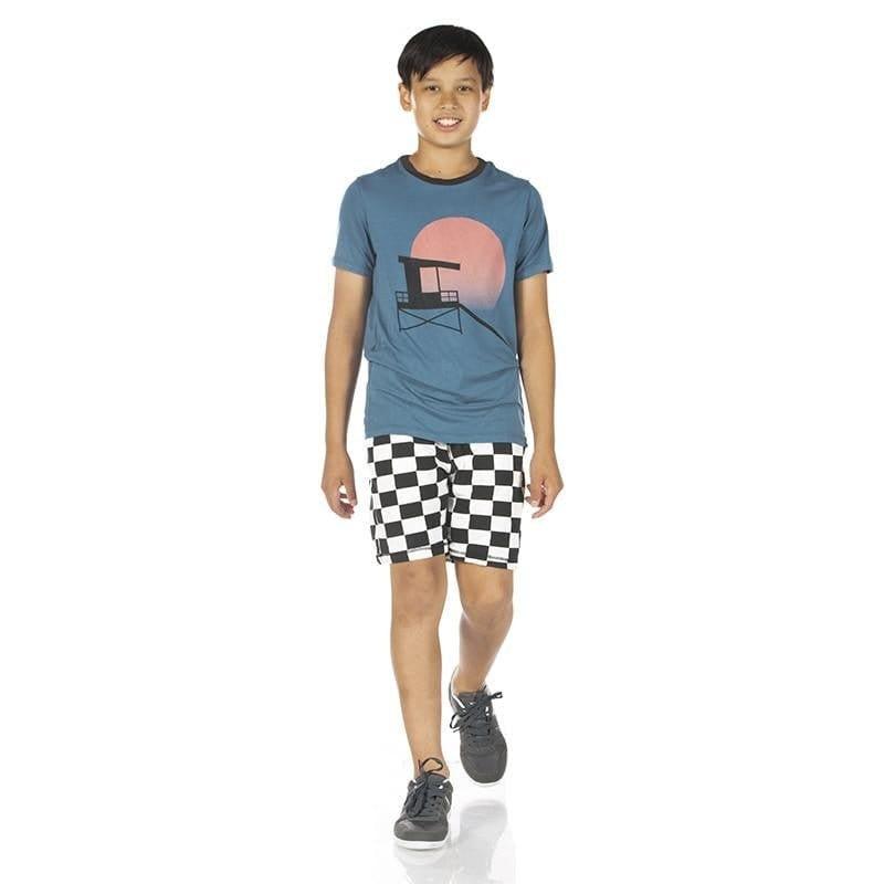 Print Bamboo Short Sleeve Easy Fit Crew Neck Graphic Tee - Deep Sea Lifeguard Tower - Image 2