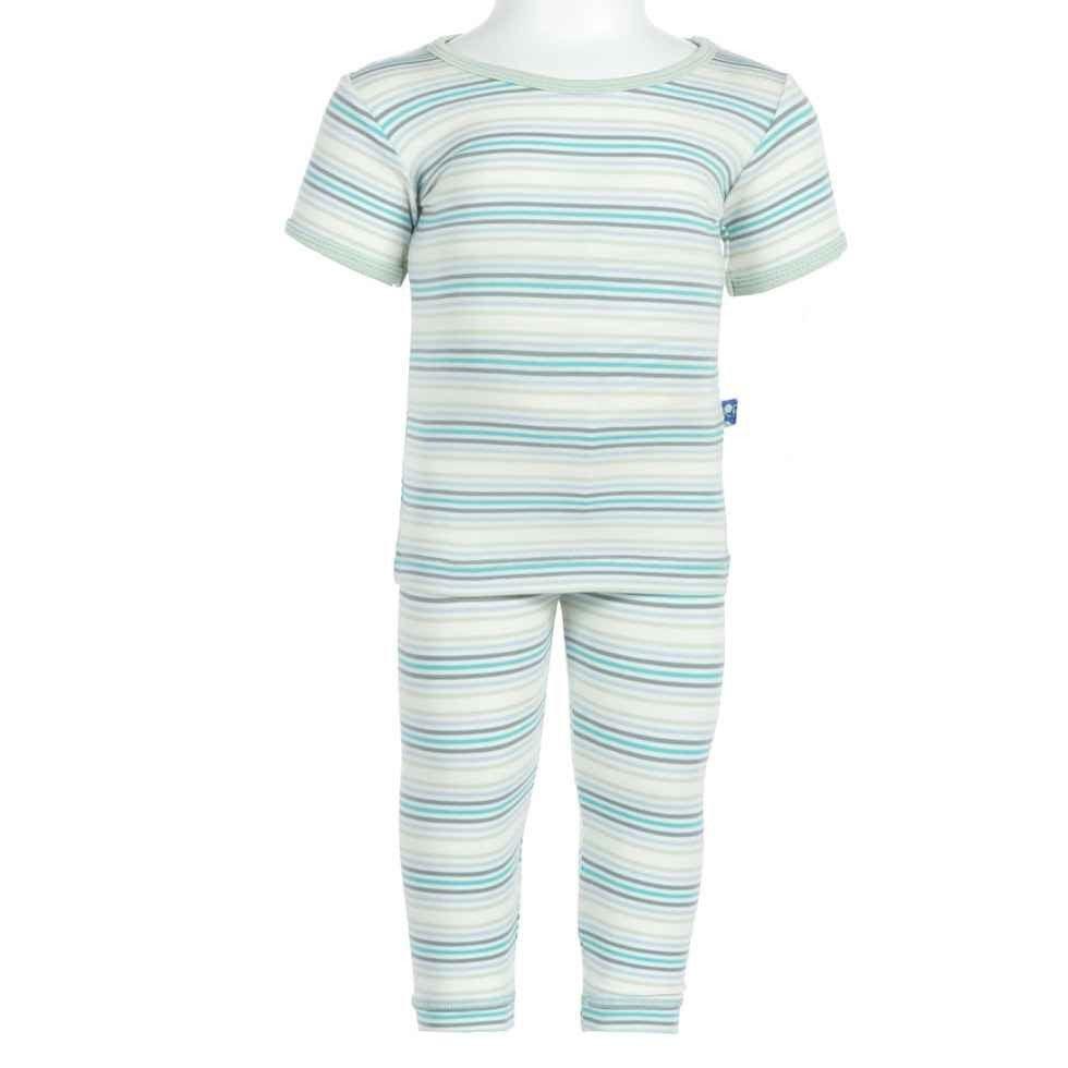 Bamboo Short Sleeve Pajama Set, Boy Desert Stripe - Image 2