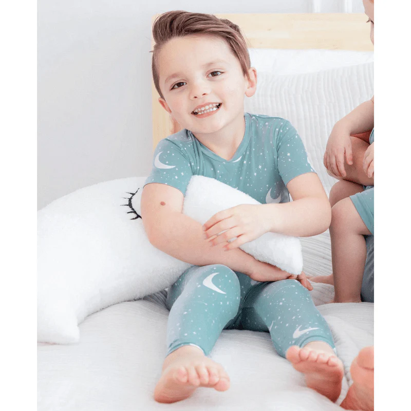 Bamboo Short Sleeve Pajama Set - Jade Starry Sky & Moon - Image 2
