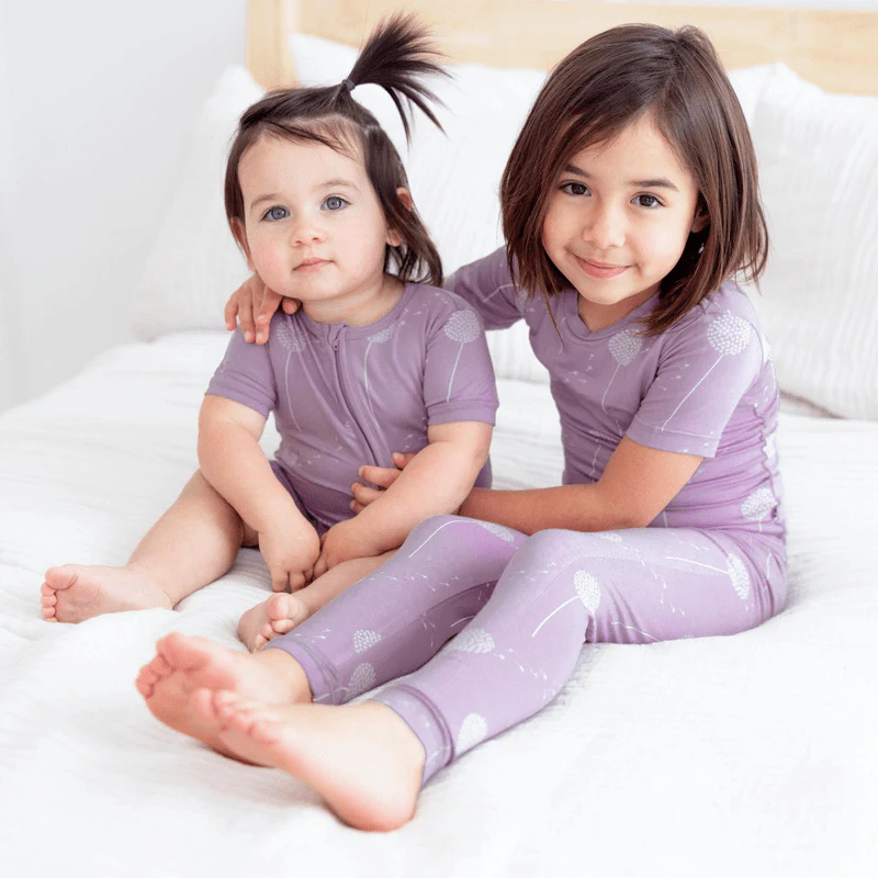 Bamboo Short Sleeve Pajama Set - Lavender Dandelion Wish - Image 2