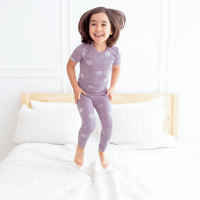 Bamboo Short Sleeve Pajama Set - Lavender Dandelion Wish - Image 4