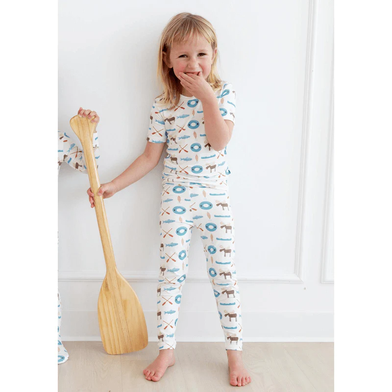 Bamboo Short Sleeve Pajama Set - Natural Lake Life - Image 2