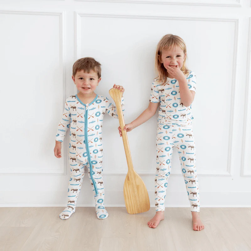 Bamboo Short Sleeve Pajama Set - Natural Lake Life - Image 3