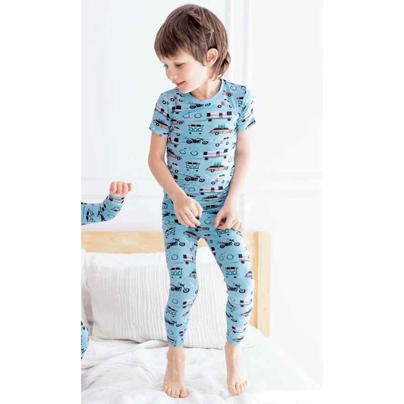 Bamboo Short Sleeve Pajama Set - Seaside Blue On the Way - Image 2