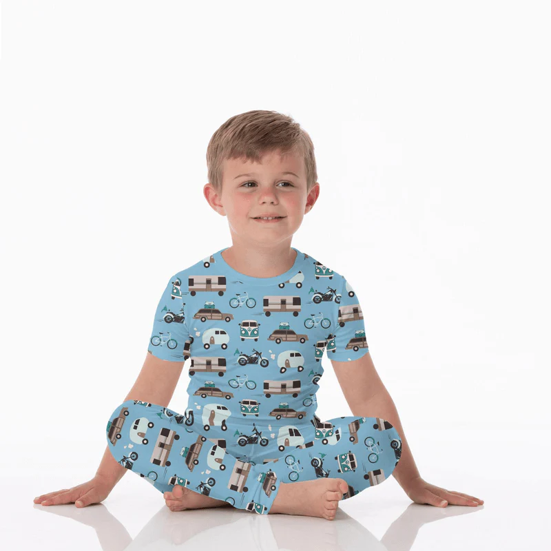 Bamboo Short Sleeve Pajama Set - Seaside Blue On the Way - Image 5