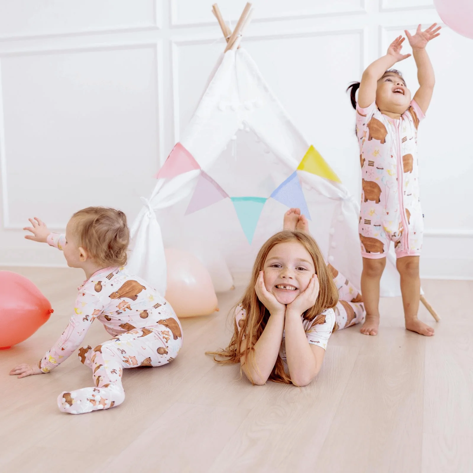 Bamboo Short Sleeve Pajama Set - Shrinking Violet Forest Party - Image 3