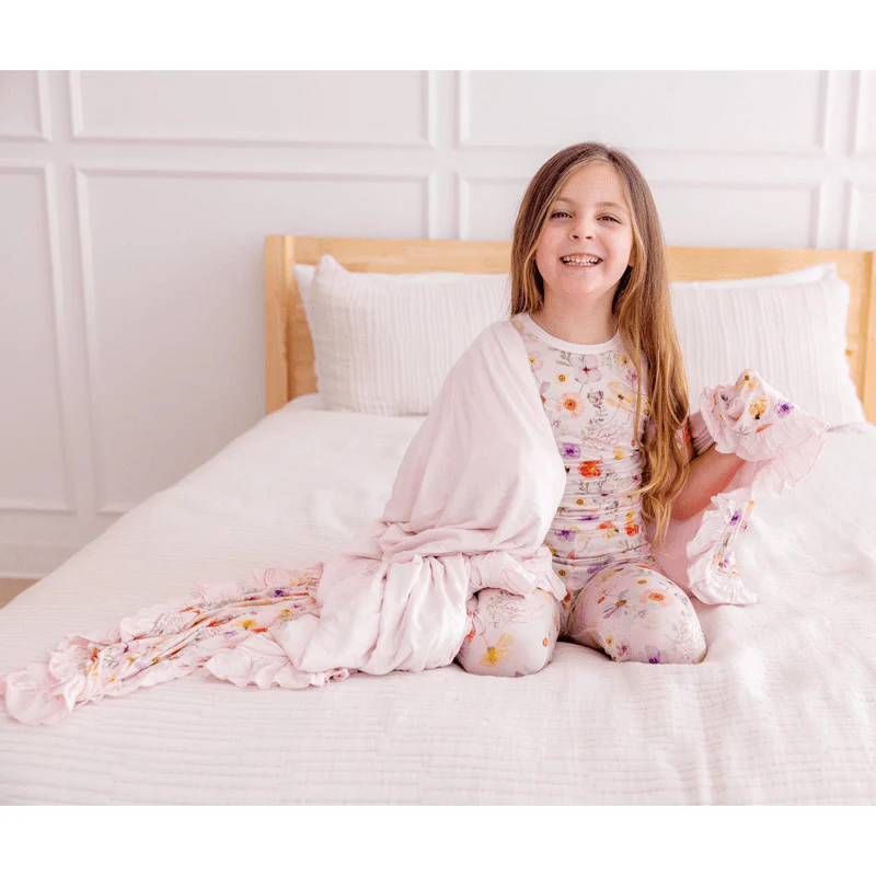 Bamboo Short Sleeve Pajama Set - Shrinking Violet Pressed Flowers - Image 2