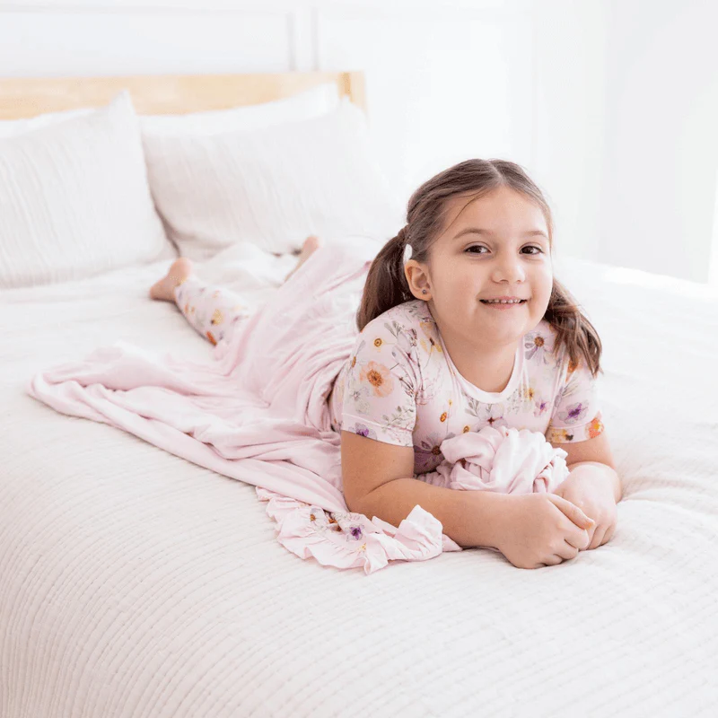 Bamboo Short Sleeve Pajama Set - Shrinking Violet Pressed Flowers - Image 5