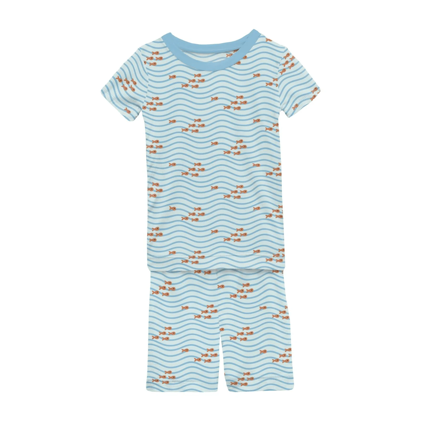 Bamboo Short Sleeve Pajama Set with Shorts - Fresh Air Little Fishy - Image 2