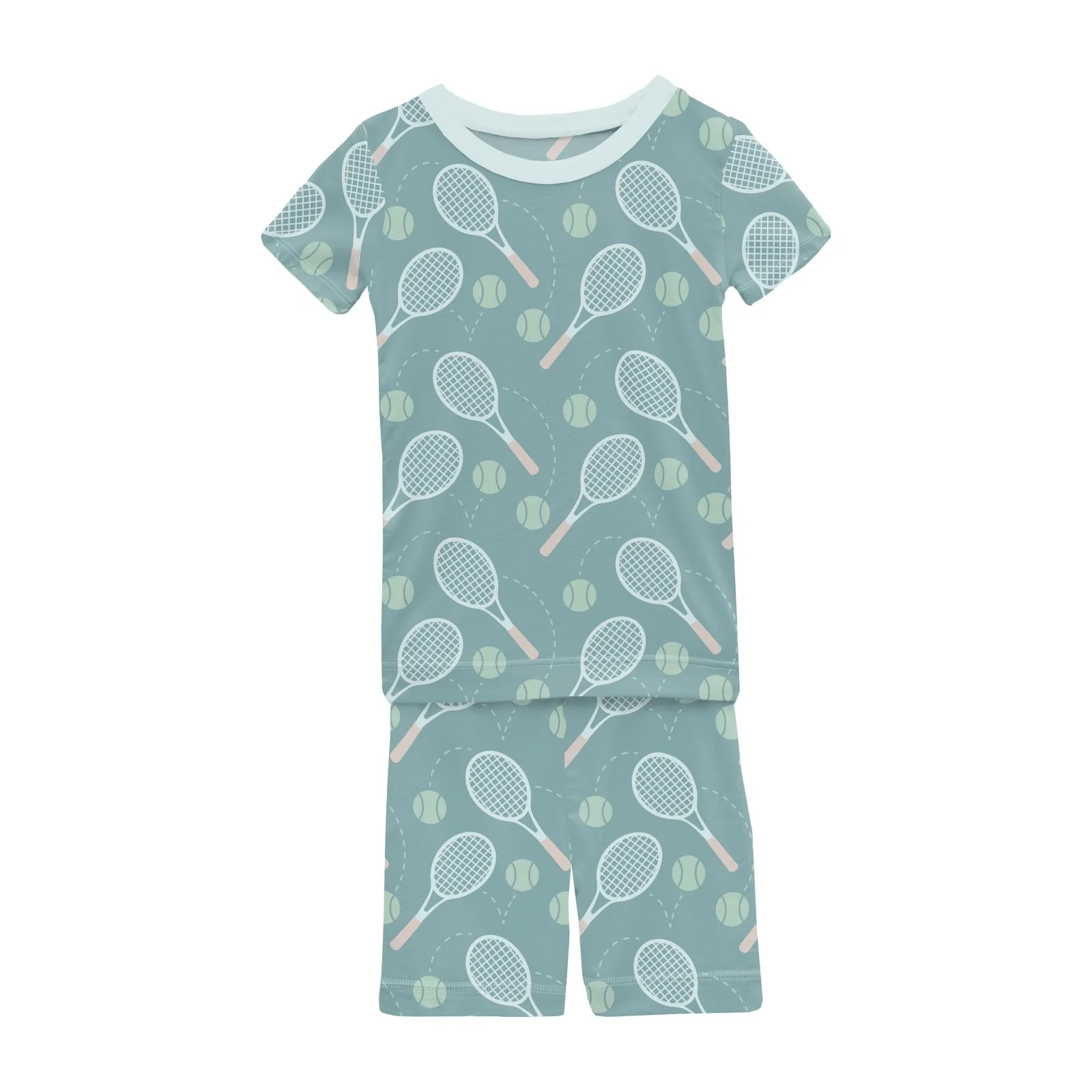 Bamboo Short Sleeve Pajama Set with Shorts - Jade Tennis - Image 2