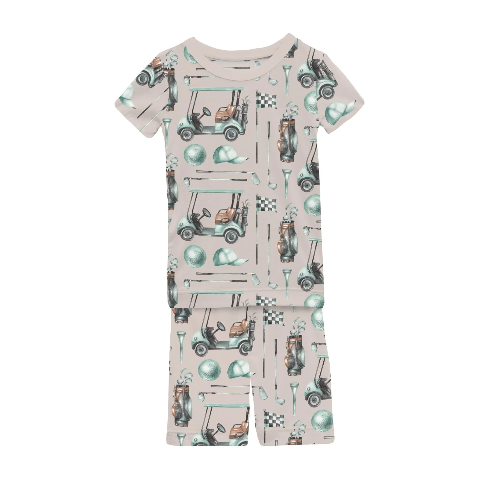 Bamboo Short Sleeve Pajama Set with Shorts - Latte Golf - Image 2