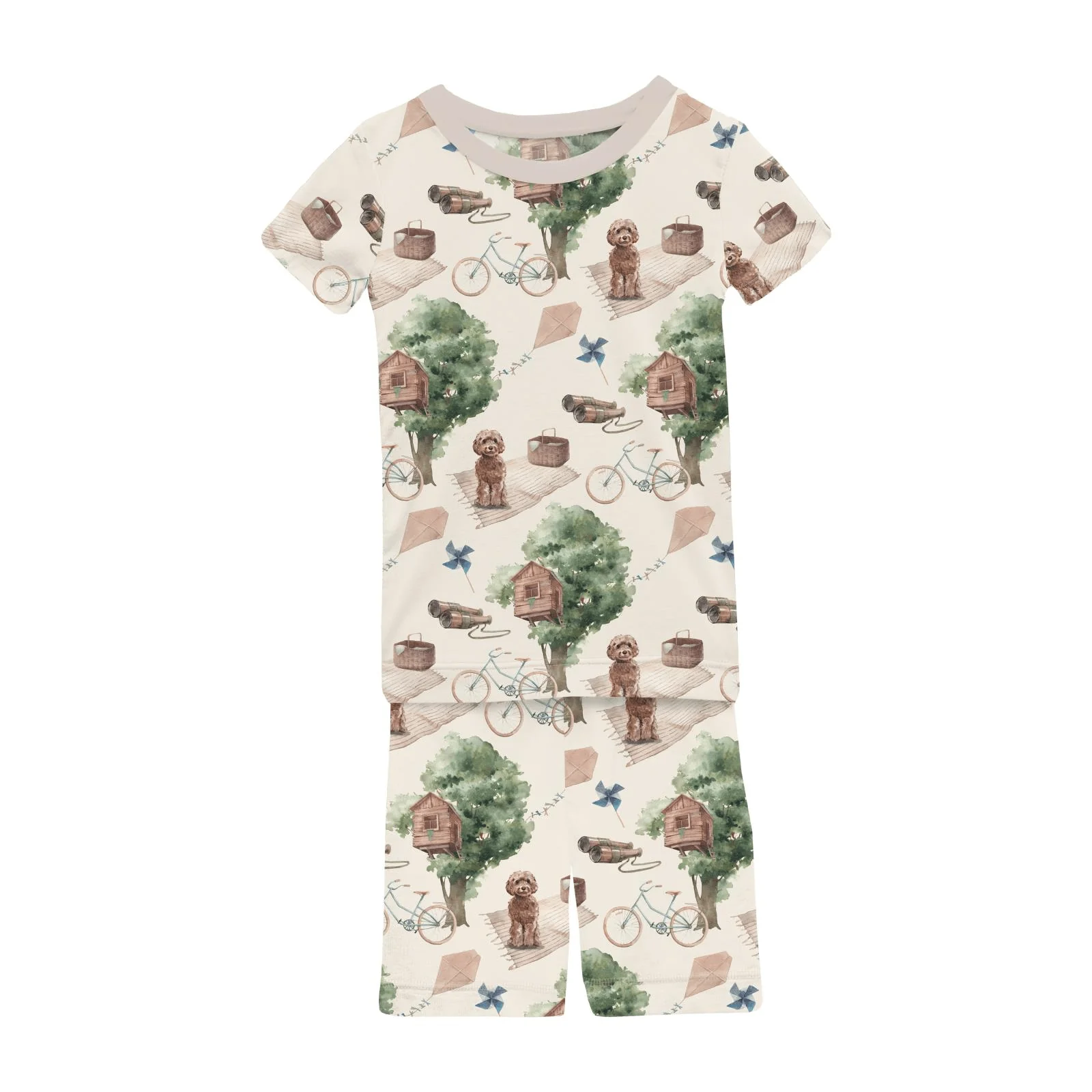 Bamboo Short Sleeve Pajama Set with Shorts - Natural Tree House - Image 2