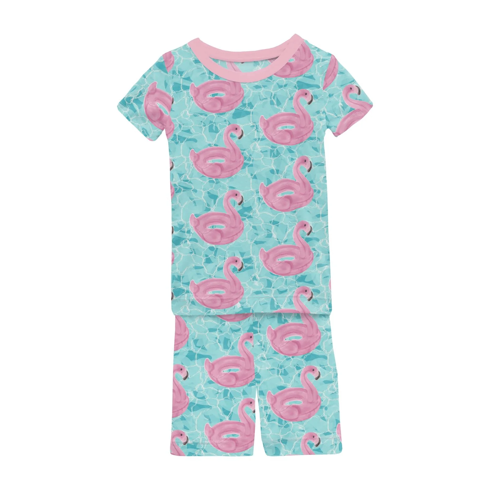 Bamboo Short Sleeve Pajama Set with Shorts - Pool Party - Image 2
