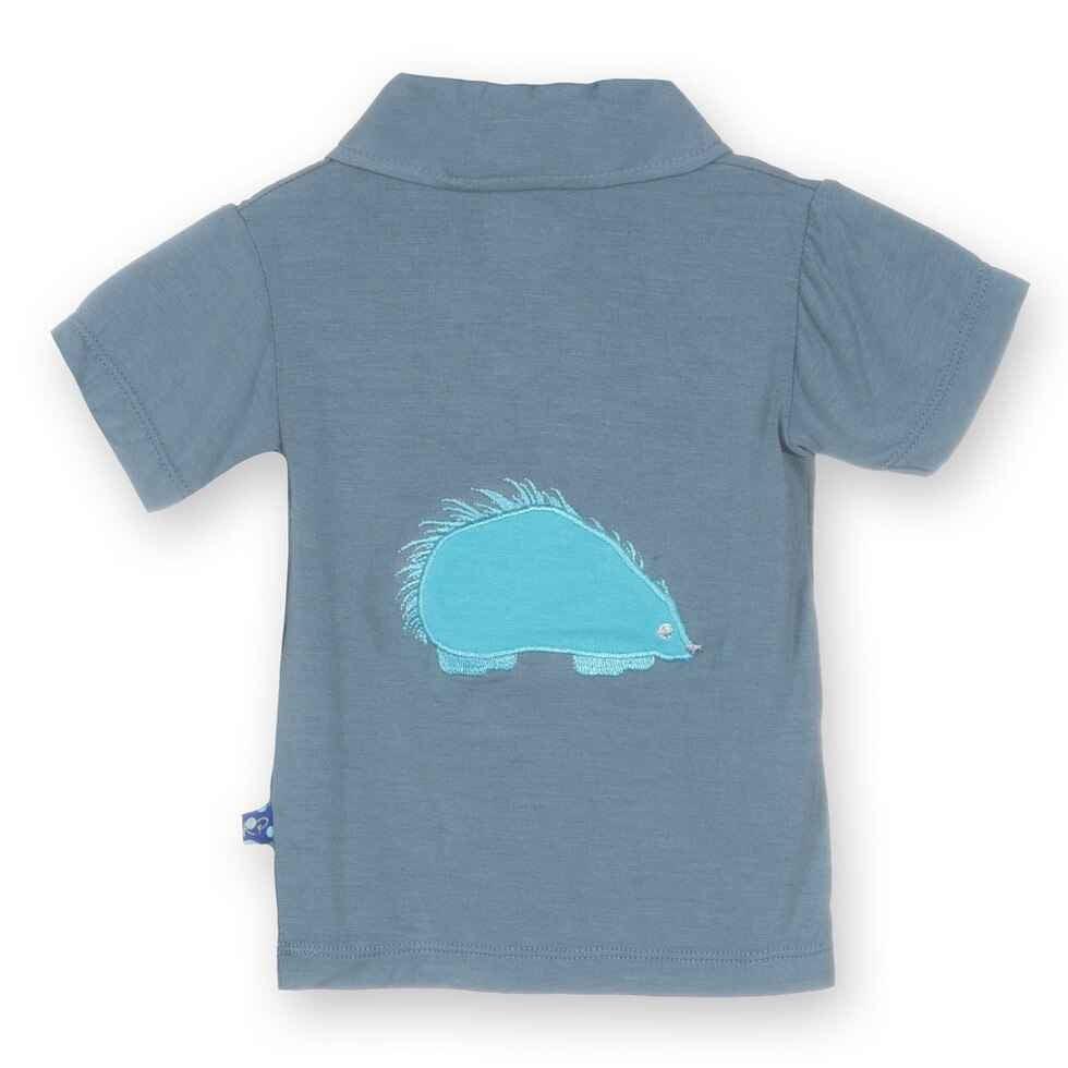 Bamboo Short Sleeve Polo Shirt, Dusty Sky Porcupine - Image 2