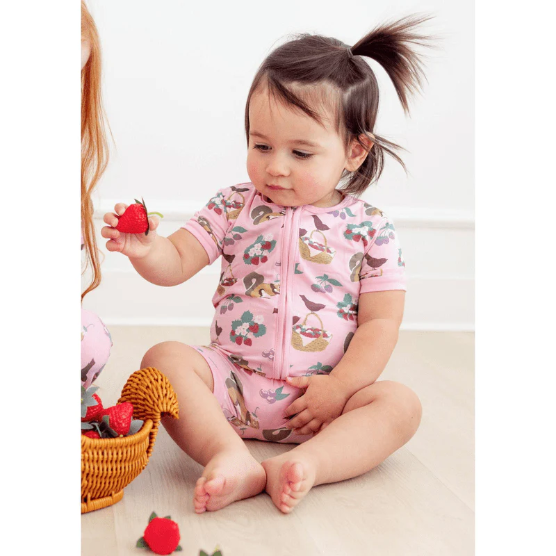 Bamboo Shorty Sleeper with Zipper - Cake Pop Berry Picking - Image 2