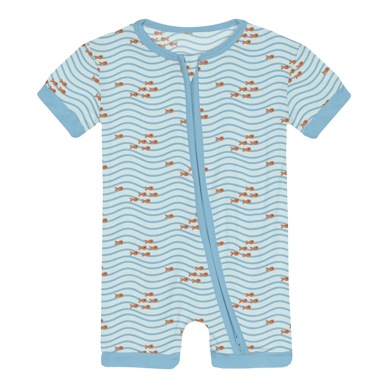 Bamboo Shorty Sleeper with Zipper - Fresh Air Little Fishy - Image 2