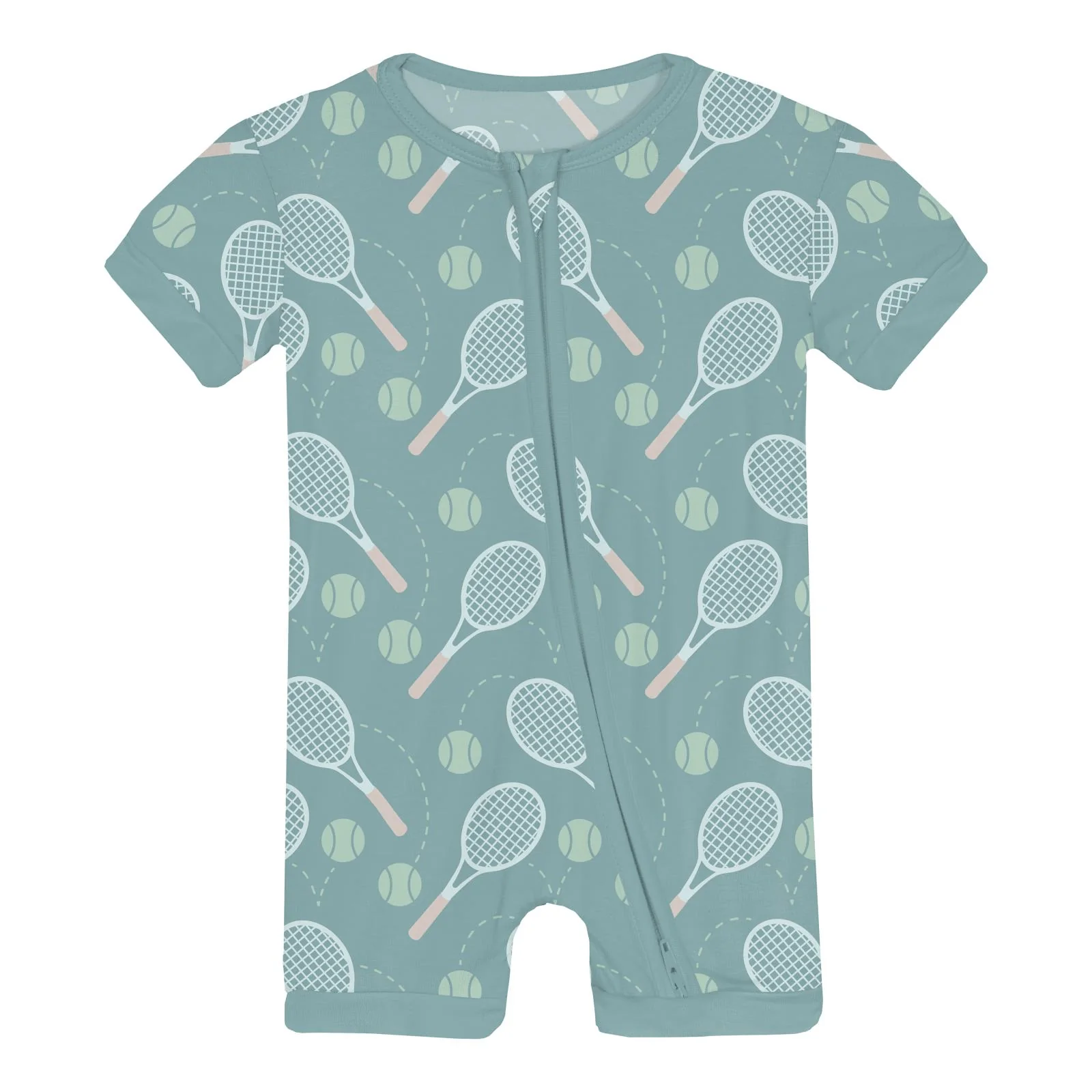Bamboo Shorty Sleeper with Zipper - Jade Tennis