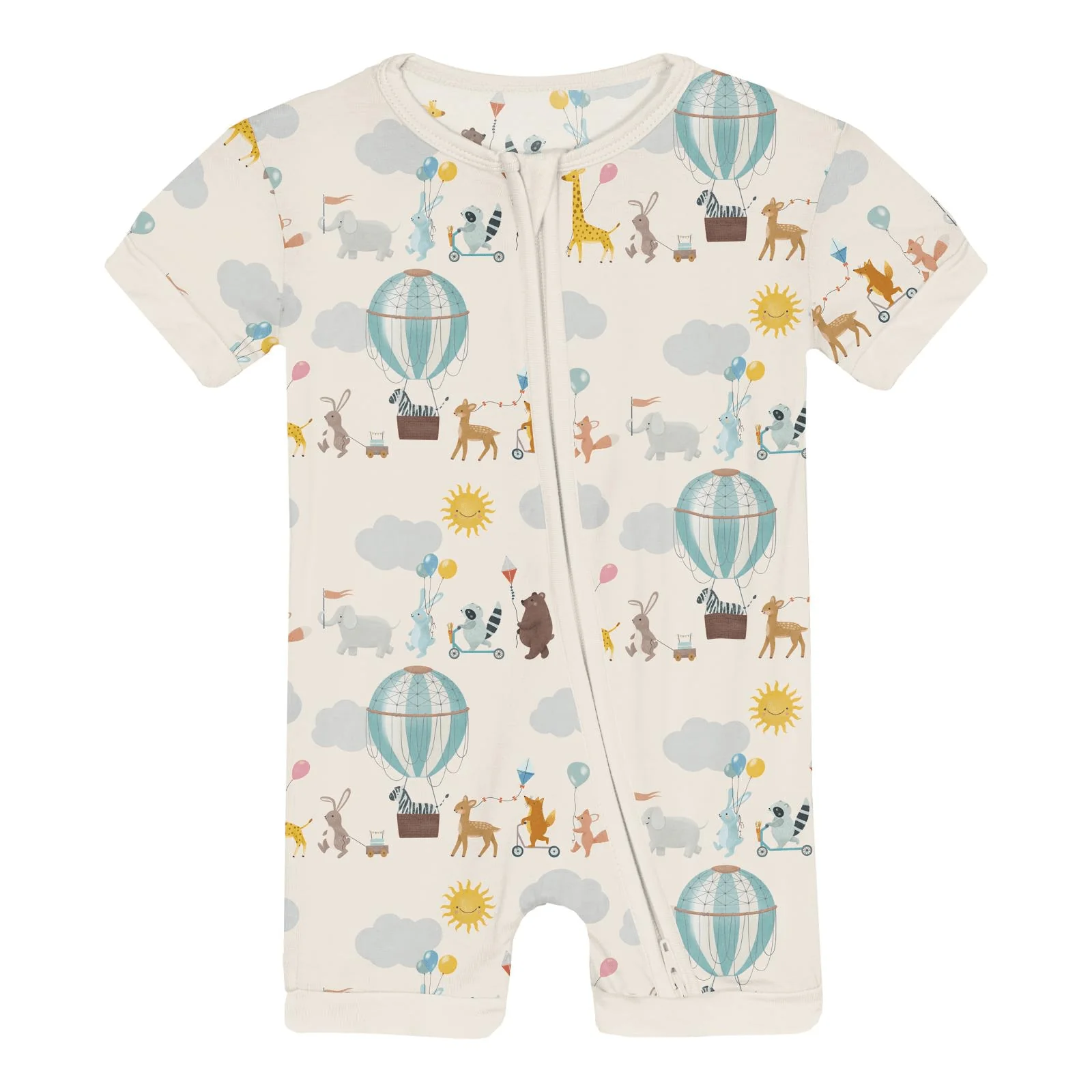 Bamboo Shorty Sleeper with Zipper - Natural Animal Parade - Image 2