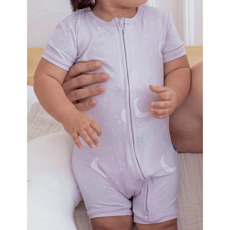 Bamboo Shorty Sleeper with Zipper - Thistle Starry Sky & Moon - Image 2