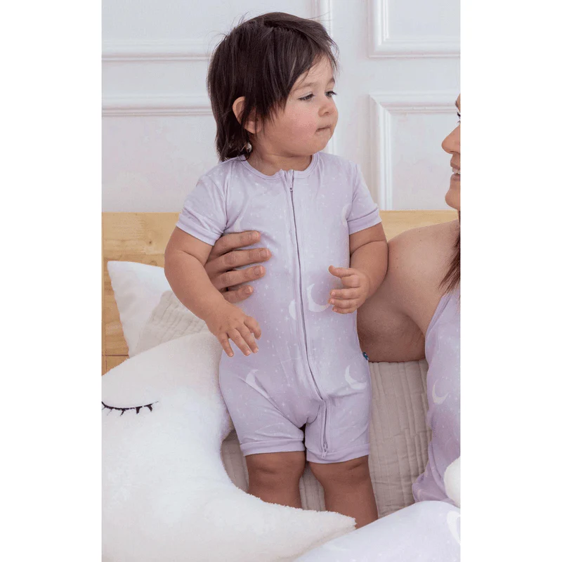 Bamboo Shorty Sleeper with Zipper - Thistle Starry Sky & Moon - Image 3