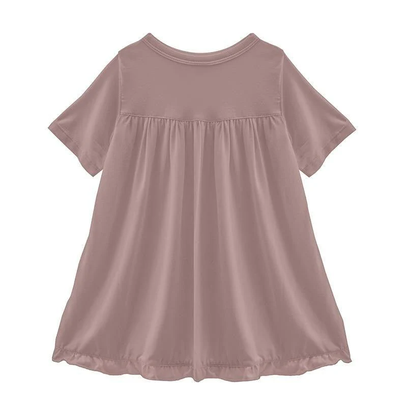 Solid Bamboo Classic Short Sleeve Swing Dress - Antique Pink (SP21)