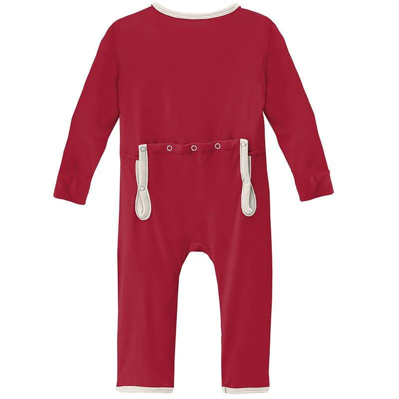 Solid Bamboo Coverall with Snaps - Crimson with Natural - Image 2