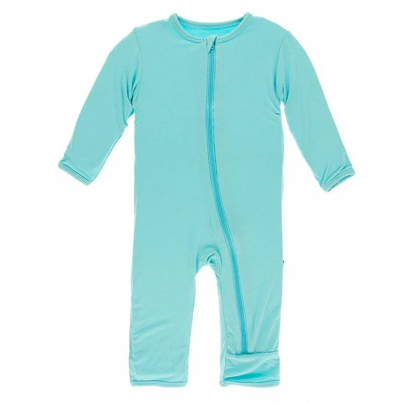 Solid Bamboo Coverall with Zipper - Iceberg