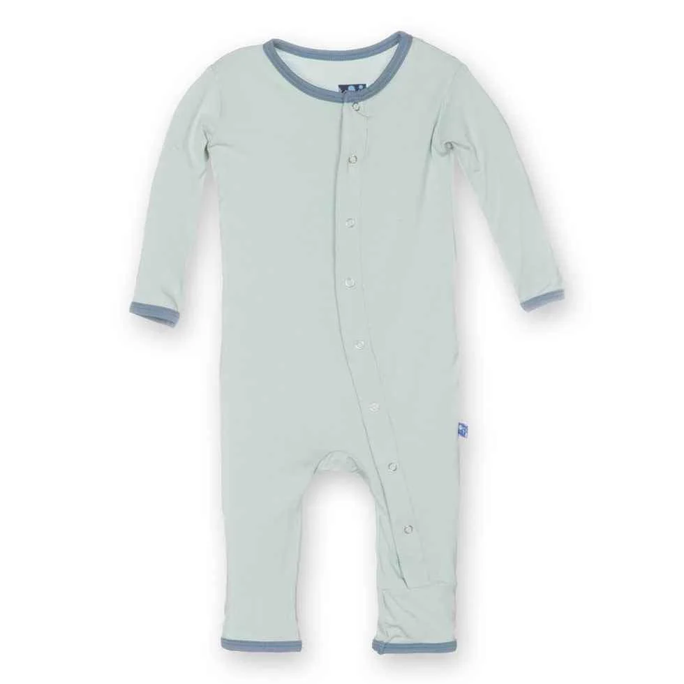 Solid Bamboo Fitted Coverall - Aloe with Dusty Sky - Image 2