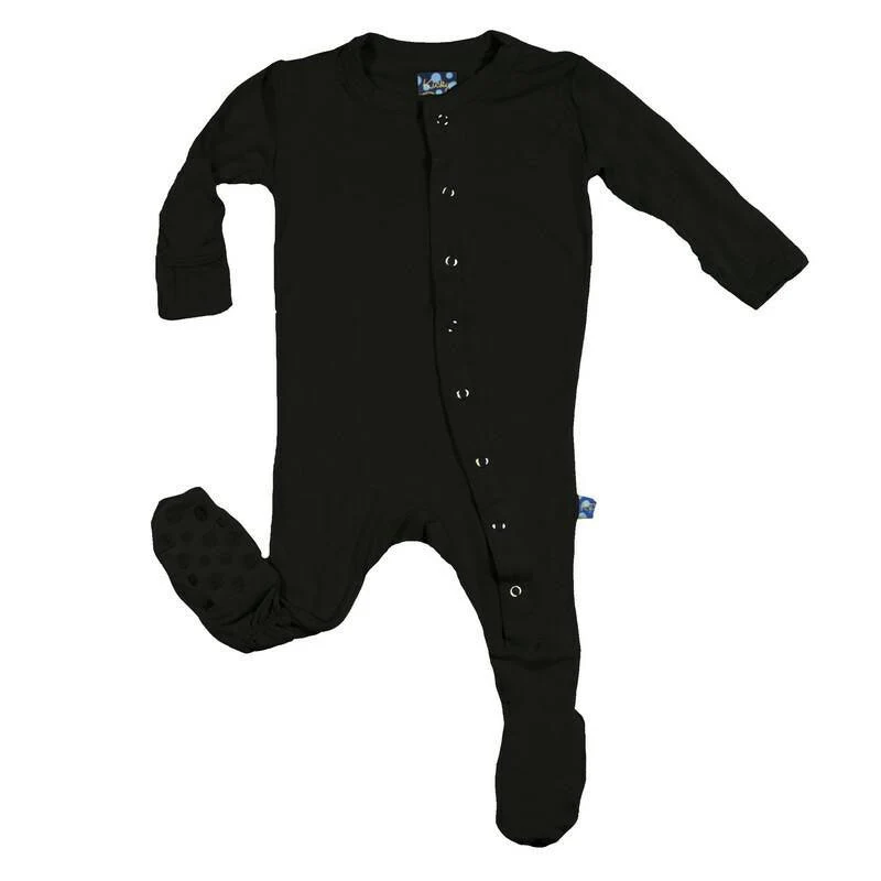 Solid Bamboo Footie with Snaps - Midnight