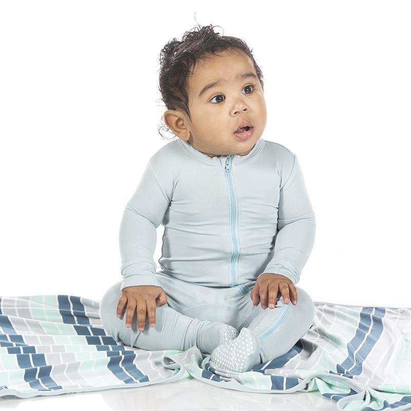 Solid Bamboo Footie with Zipper - Fresh Air (SP21) - Image 2