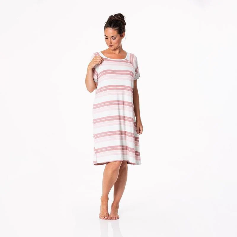 Women's Print Bamboo Labor and Delivery Hospital Gown - Active Stripe - Image 2