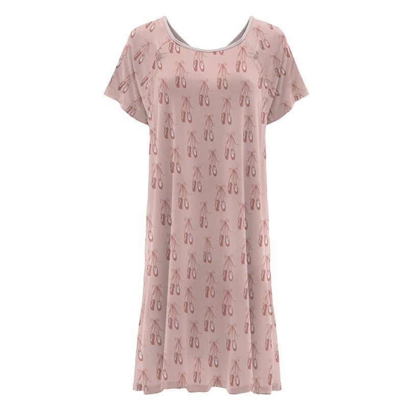 Women's Print Bamboo Labor and Delivery Hospital Gown - Baby Rose Ballet