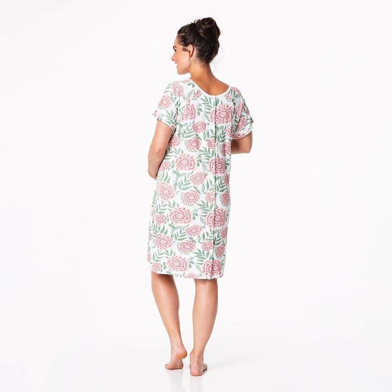 Women's Print Bamboo Labor and Delivery Hospital Gown - Fresh Air Florist - Image 3