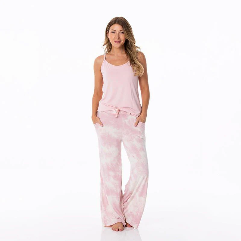 Women's Print Bamboo Cami and Lounge Pants Pajama Set - Baby Rose Tie Dye - Image 2