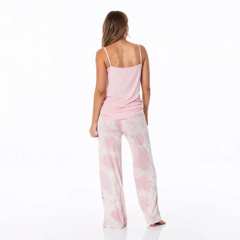 Women's Print Bamboo Cami and Lounge Pants Pajama Set - Baby Rose Tie Dye - Image 4