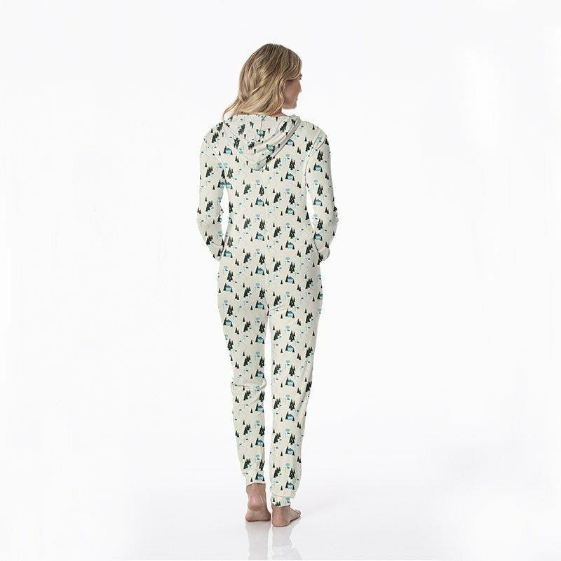 Women's Print Bamboo Long Sleeve Jumpsuit with Hood - Natural Chairlift - Image 2
