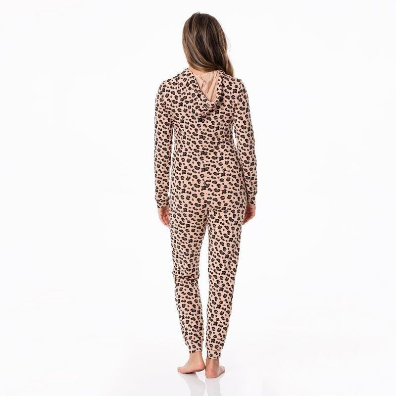 Women's Print Bamboo Long Sleeve Jumpsuit with Hood - Suede Cheetah (15ANV) - Image 3